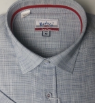 Bodara koszula a'la lniana szaro-niebieska krótki rękaw  męska SLIM-FIT