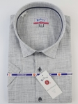 Bodara koszula a'la lniana szara krótki rękaw  SLIM-FIT 