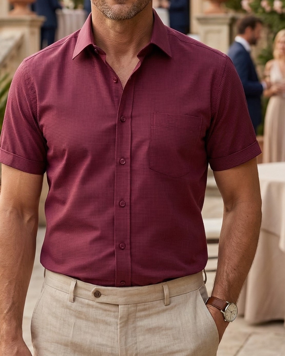 bordowa koszula slim fit